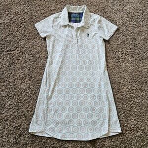 William Murray Golf Dress Womens XS Teal Geometric Floral Polo Short Sleeve